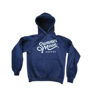 Summer Moon Coffee Hoodie Blue Port & Company Fleece Pullover Small petite